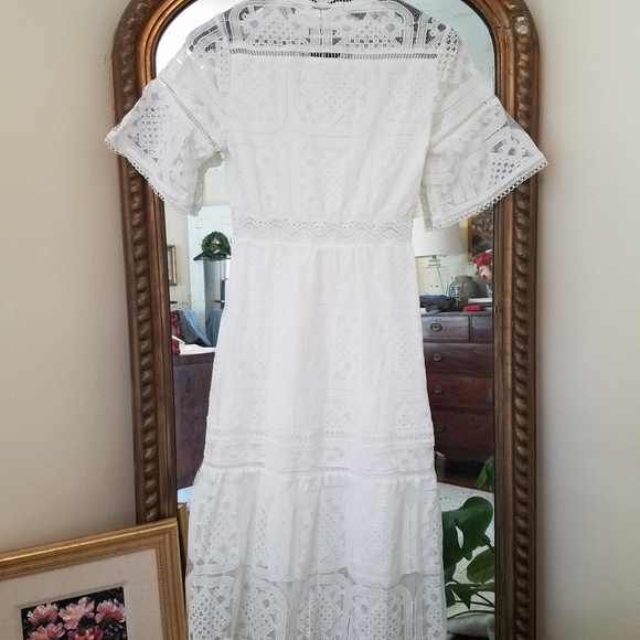 NWT white delicate lace midi dress - Picture 6 of 8